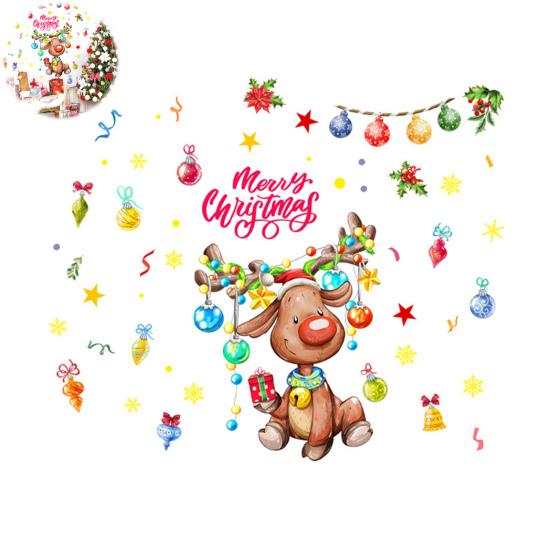 2 Sheets/Set Christmas Elk Wall Sticker Waterproof PVC Self-adhesive Home Office