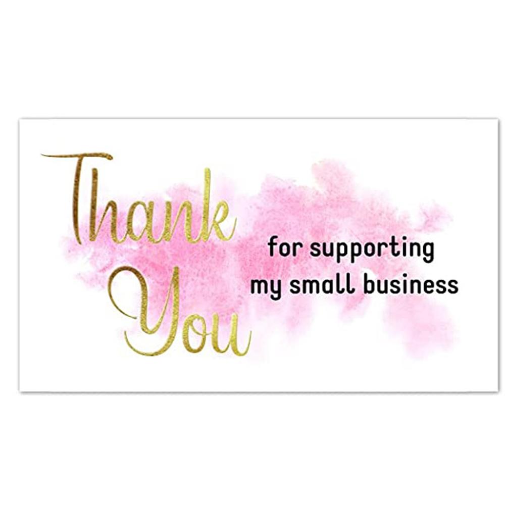 10-50pcs Pink Thank You for Supporting My Small Business Card Thanks Greeting Card Appreciation Cardstock for Sellers Gift 5*9cm