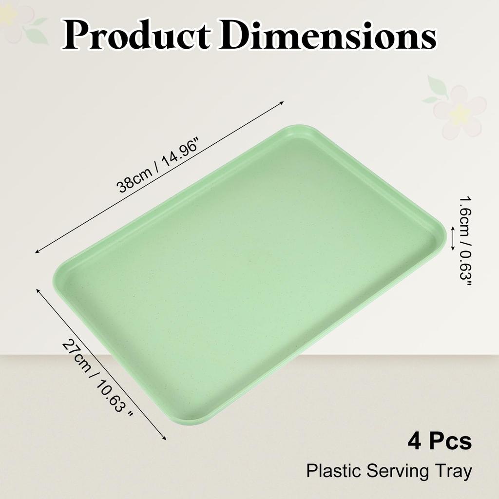 uxcell Plastic Trays, Set of 4, 38cm x 27cm Rectangular Food Trays for Kitchens, Restaurants, and Cafes, Perfect for Fruits, Burgers, Lunches, and Des