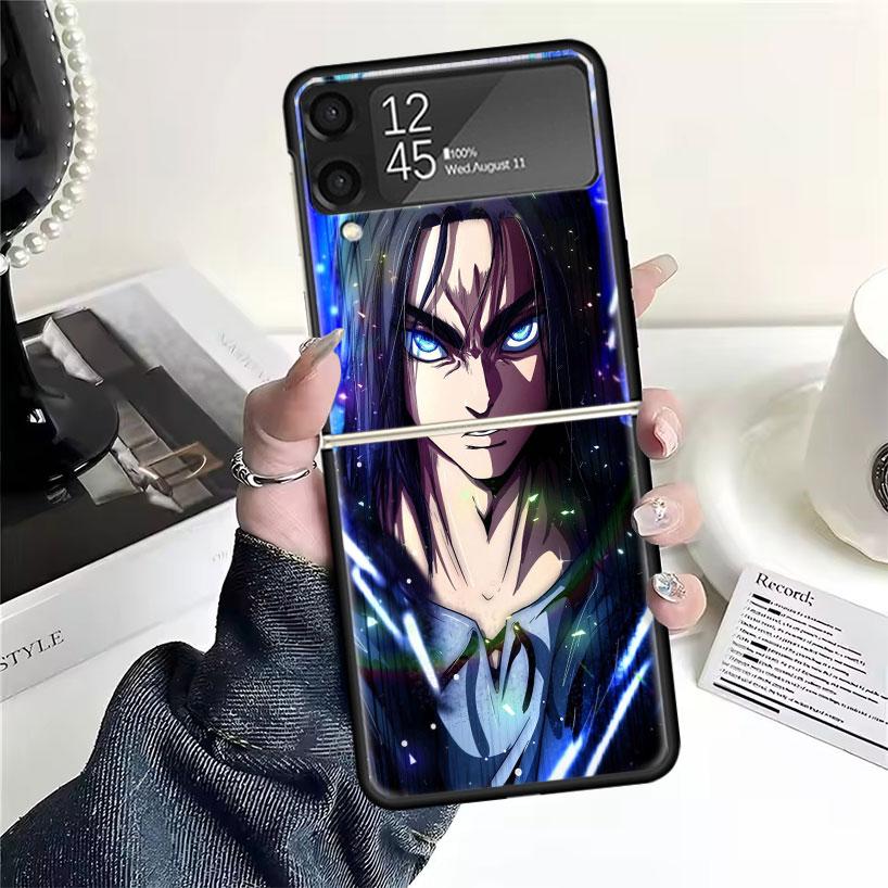 A-Attack On T-Titan Eren Yeager Cases For Samsung Galaxy Z Flip 4 5 6 7 3 Z Flip7 Flip6 Flip4 Flip5 Flip3 5G Hard Shockproof Fun