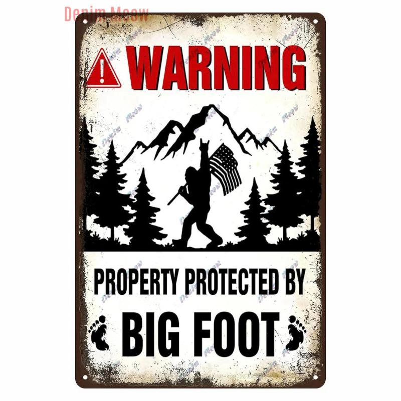 Vintage Bigfoot Crossing Metal Wall Decor, Warning Bigfoot Area, Tin Signs, Retro Decorative Stickers, Home Decor,  WY288