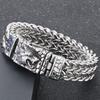 Cool Punk Chinese Loong Dragon Head Bracelet for Men 16MM Width Double Layer Square Franco Chain Bracelets Men's Male Jewellery