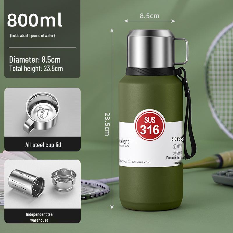 316 Stainless Steel Large Capacity Insulated Bottle with Tea Separator for Men and Women - Ideal for Travel and Sports
