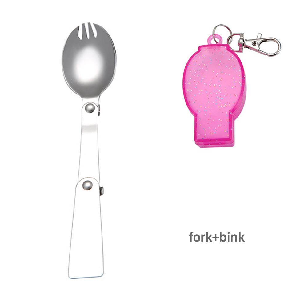 304 Stainless Steel Solding spoon Creative Tableware Outdoor Portable Three-Fold Spoon Fork Travel Folding Spoon Storage Box