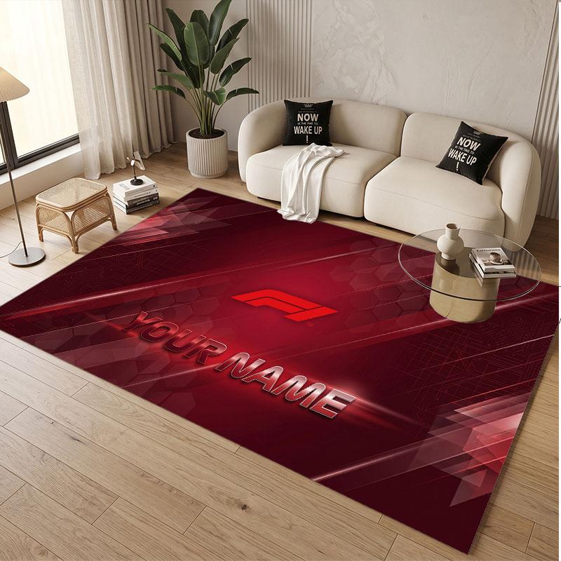 Custom Rug F1 Pattern Print Name Text Soft Non‑Slip Floor Carpet for Home Indoor Decoration