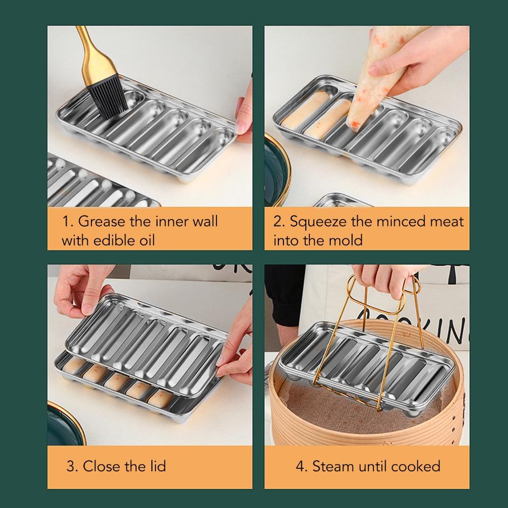 304 Stainless Steel Hot Dog Mold Silver Sausage Baking Mold Durable Sausage Mold Home Kitchen
