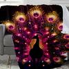 Brightly colored peacock feathers Flannel printed blanket suitable for all seasons suitable for living room office sofa travel