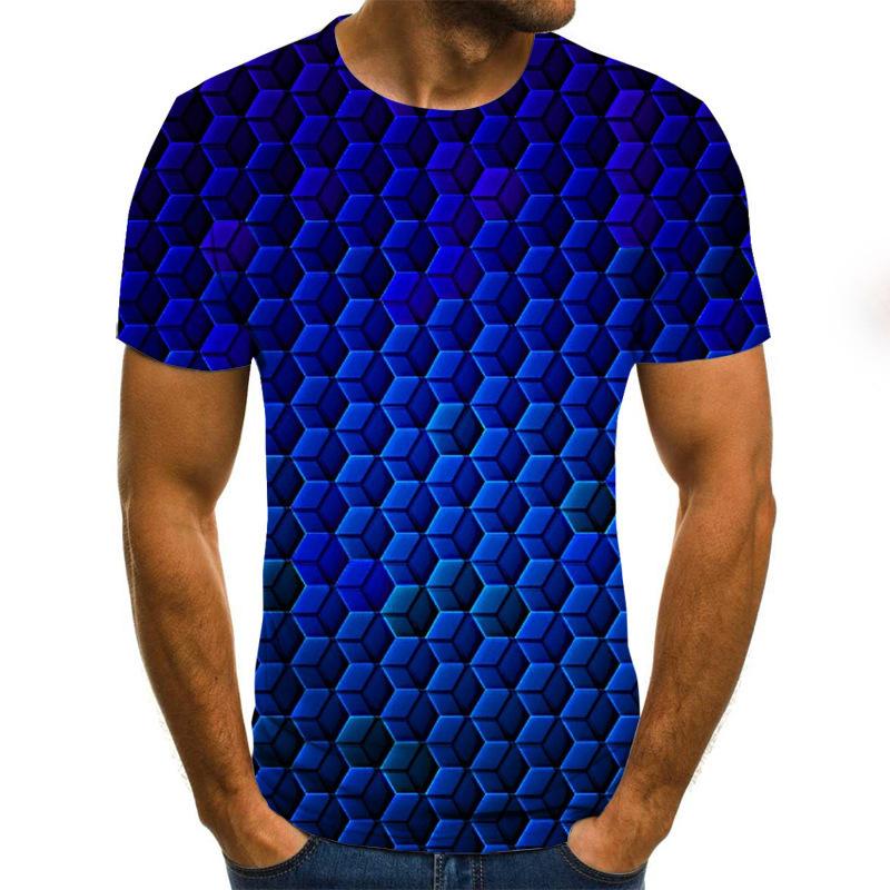 Sommer T-Shirt Geometrisches Schillerndes Bild 3D Digitaldruck Rundhals Herren Sport Locker 3D T-Shirt