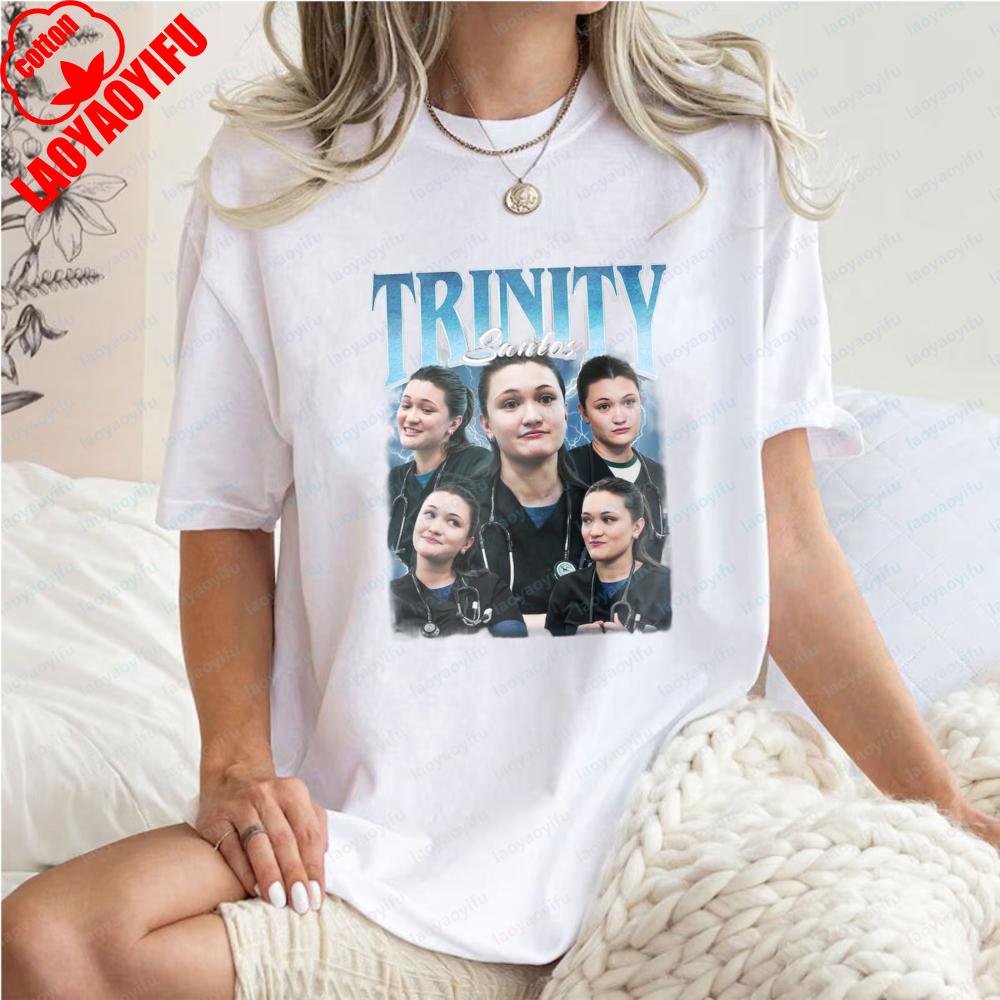 Trinity Santos TShirt for Women The Pitt Vintage Y2K Casual Cotton Tee Trend Medical Drama Fan Graphic Doctor TV Character Tops