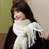 Autumn and Winter Ins Tide Japanese Knitted Wool Korean Version Scarf Premium Warm Scarf Women's Wool Fringed Scarf