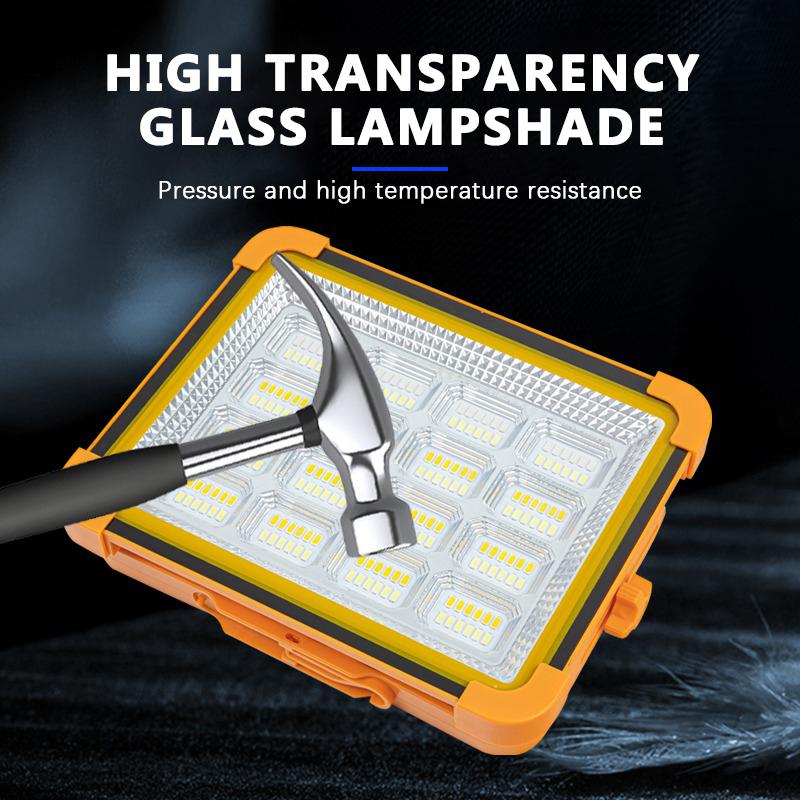 Outdoor Strong Sunlight Lighting Solar LED Floodlight IP66 Waterproof USB RechargeablePortable Camping Tent Fishing Work Light