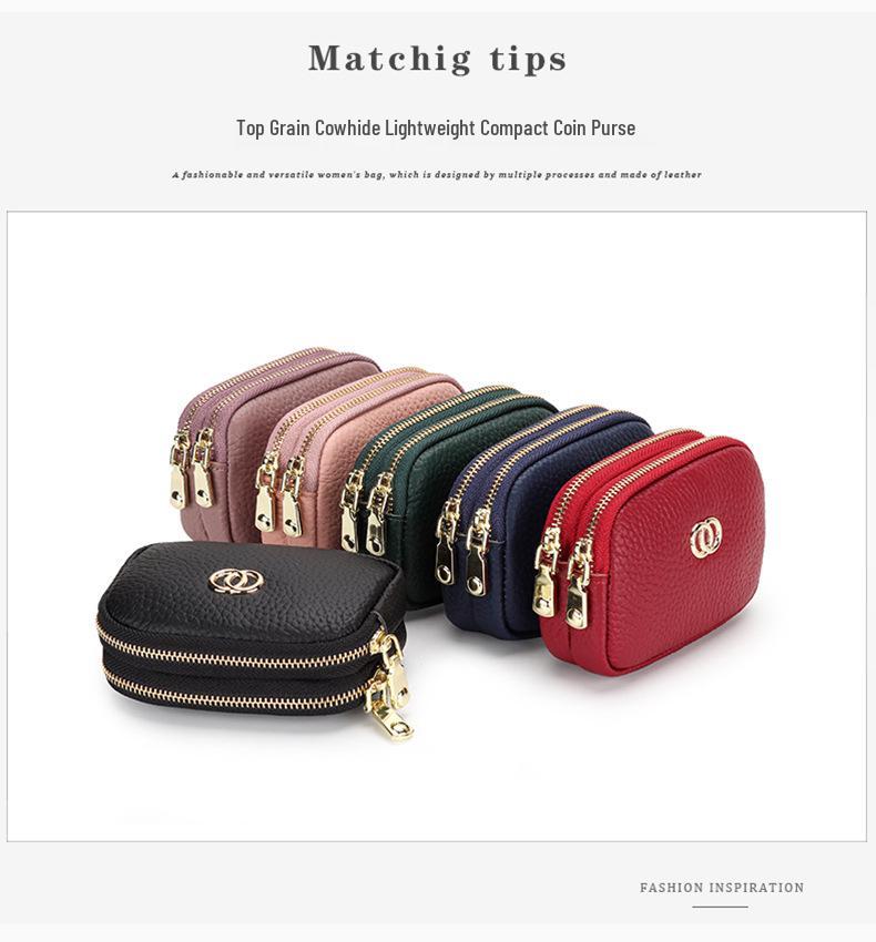 Damen Mini Clutch Geldbörse aus echtem Leder - Koreanischer Stil Mode Tasche für Lippenstift und kleine Gegenstände