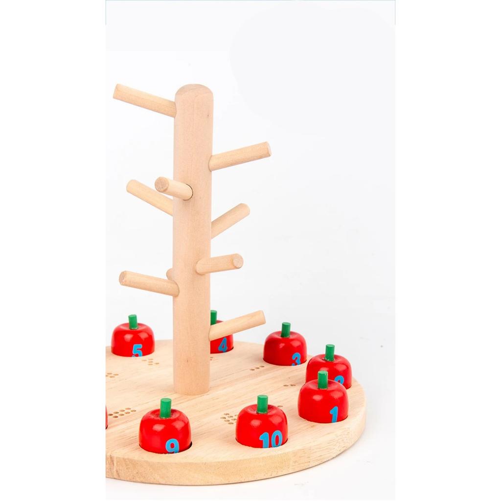 Baby Montessori Digital Apple Tree Education Wooden Toys Children Learn Digital Clip Beads Skills Training Early Education Game