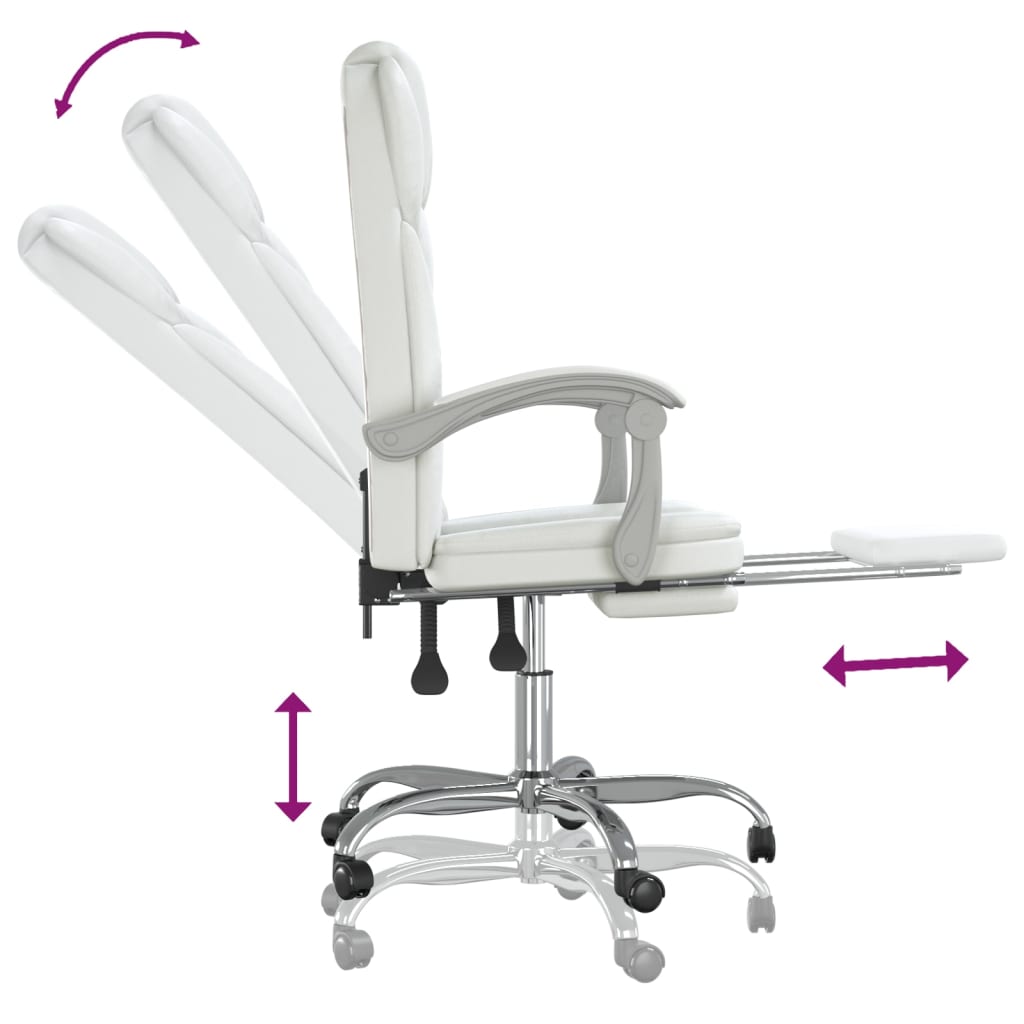 Office Chair with Reclining Function White Faux Leather