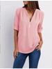 2026 Dames Cool Los Shirt Diepe V-hals Chiffon Mode Blouse Casual Dames Tops Sexy Rits Pullover Grote Maten