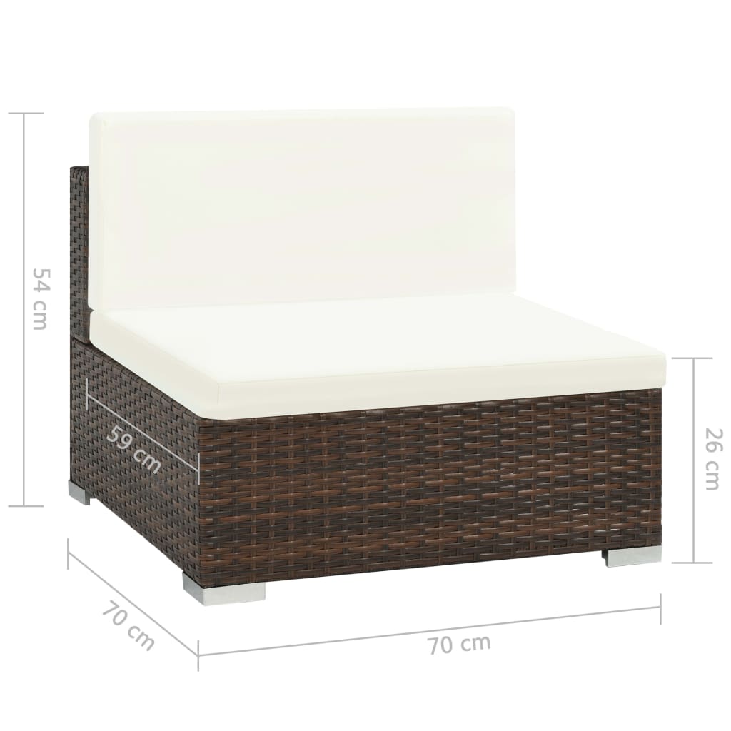 8 piece Garden Lounge Set with Cushions Poly Rattan Brown