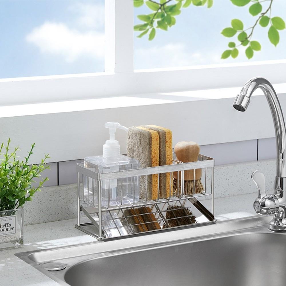 Compact Sponge Soap Holder Space-Saving Kitchen Sink Organizer  Bathroom