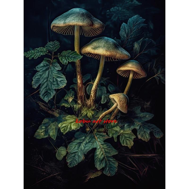 Dark Academia Antique Mushroom Botanical Vintage Posters and Prints Canvas Paintings Wall Art Picture for Living Room Home Decor