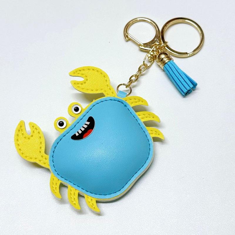 1 Pcs Simple And Fashionable Leather Crab Car Keychain Bag Creative Headphone Bag Pendant Accessories