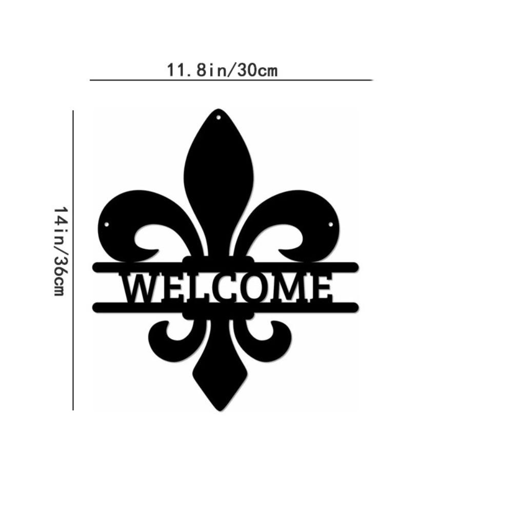 

Знак приветствия на входной двери Fleur de Lis – элегантный настенный декор из металла Fleur de Lys, настенное украшение из железа для стильного входа в дом чёрный