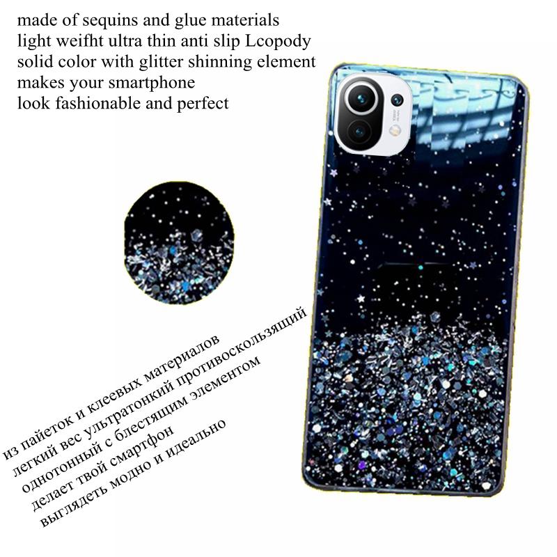 Luxury Bling Glitter Phone Case for Xiaomi Mi 10 10T 10S 11i 11T Pro 11 Lite 5G Ultra Full Cover for Redmi Note 11 Pro 11S CASE
