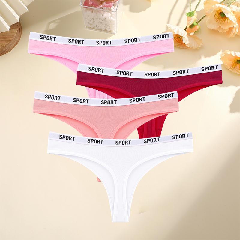 

FINETOO 4 шт./компл. женские сексуальные хлопковые стринги для женщин спортивный бренд стринги нижнее белье женские мягкие хлопковые стринги танга женские стринги танга S&Set