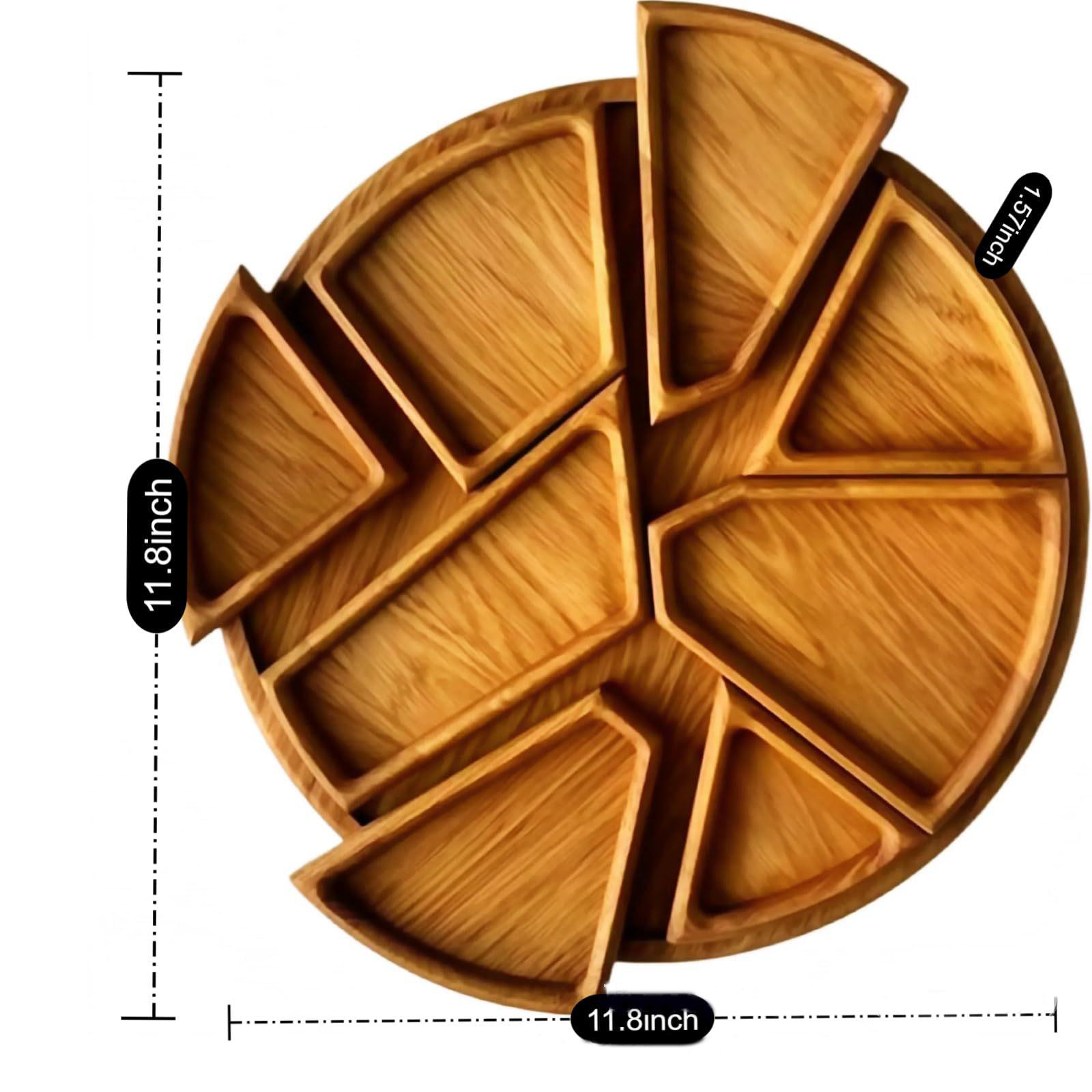 

Wooden multi-compartment removable tray, luxury party snack cheese tray, family gathering fruit and nut sorting and storage tray. 1pc коричневый