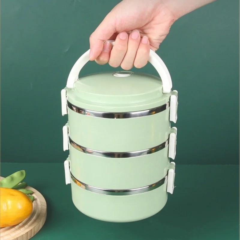 3-lags matboks i rustfritt stål Termisk Bento-boks Flerbrukslekkasjesikker bærbar kontorskole Piknik Salat Matbeholder