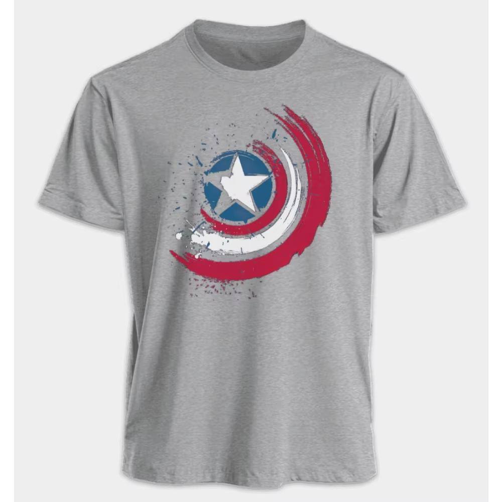 Marvel Mens and Womens Tshirts Captain America Summer Spring and Autumn New Classic Oversized Sporty Trendy Shortsleeved