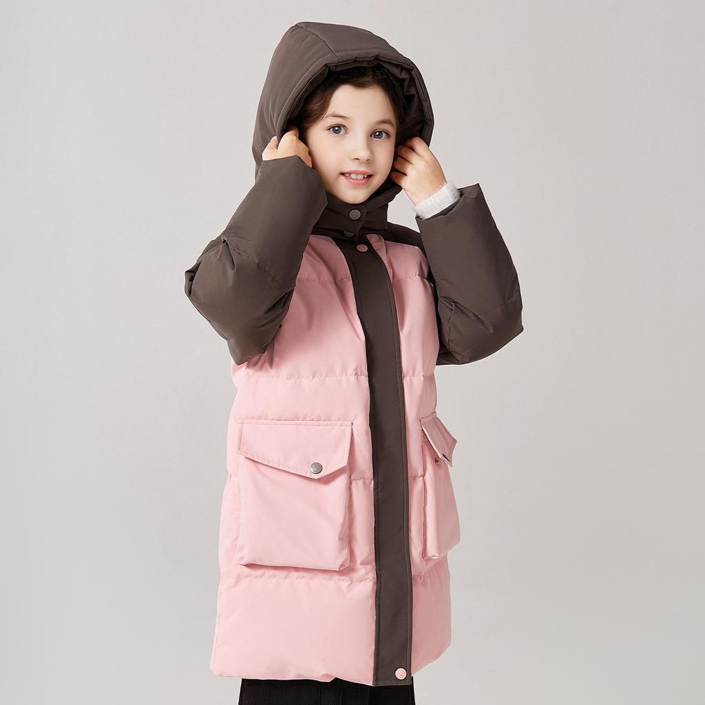 Girls' Winter Workwear Contrasting Down Jacket