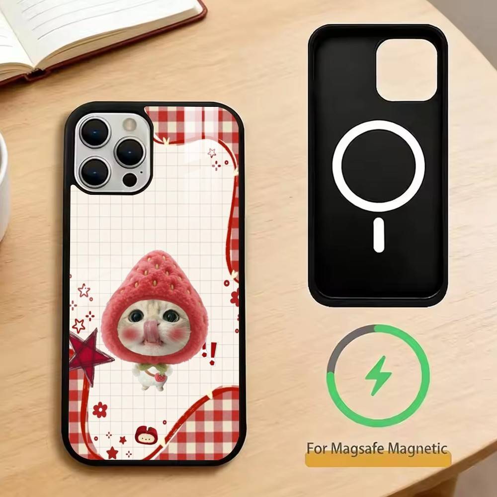 

Food cats with headgear Phone Case For iPhone17,16,15,14,13,12,11 Plus,Pro Magnetic with Magsafe Wireless Charging iPhone14