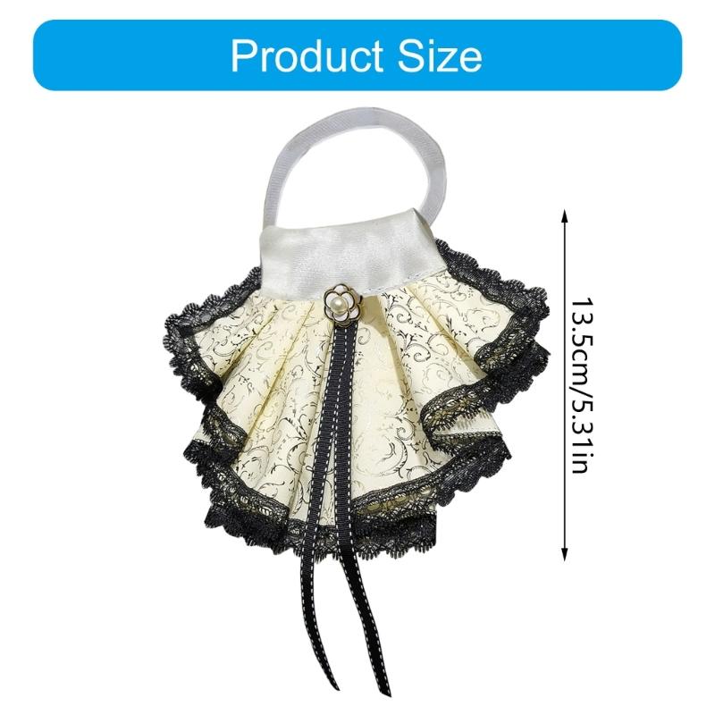 Colletto Vittoriano Staccabile con Bordi in Pizzo e Decorazione a Nastro Finto Collo a Rullo Accessorio per Costume di Occasione Speciale