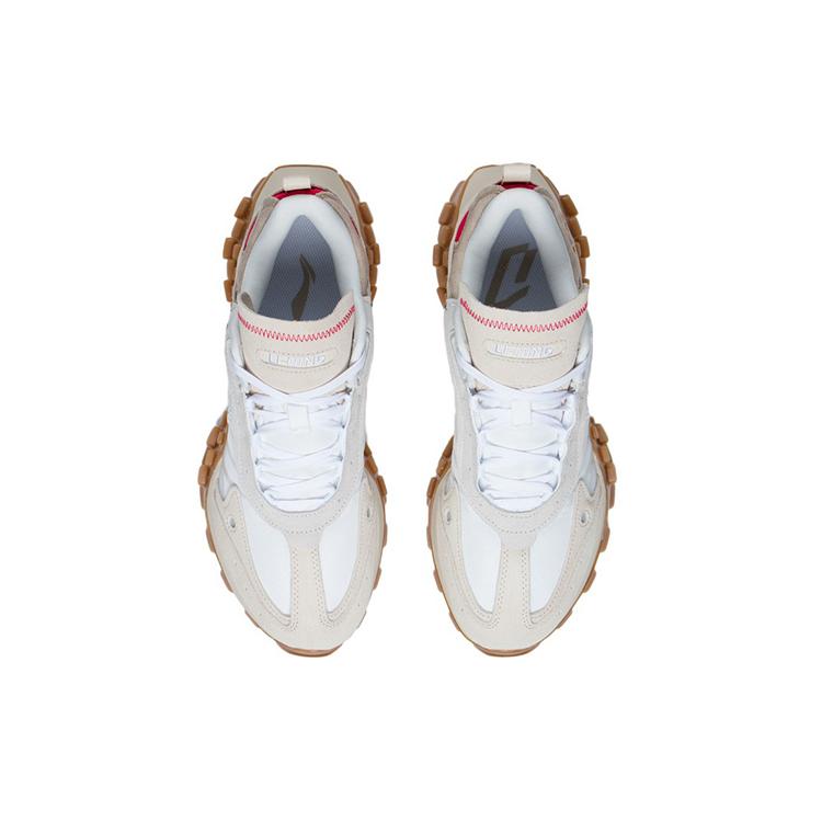 New LiNing OVERLOAD Cushioning Anti Slip And Wear Resistant Low Top Sports Casual Shoes Men's White Gray AZGS081-1