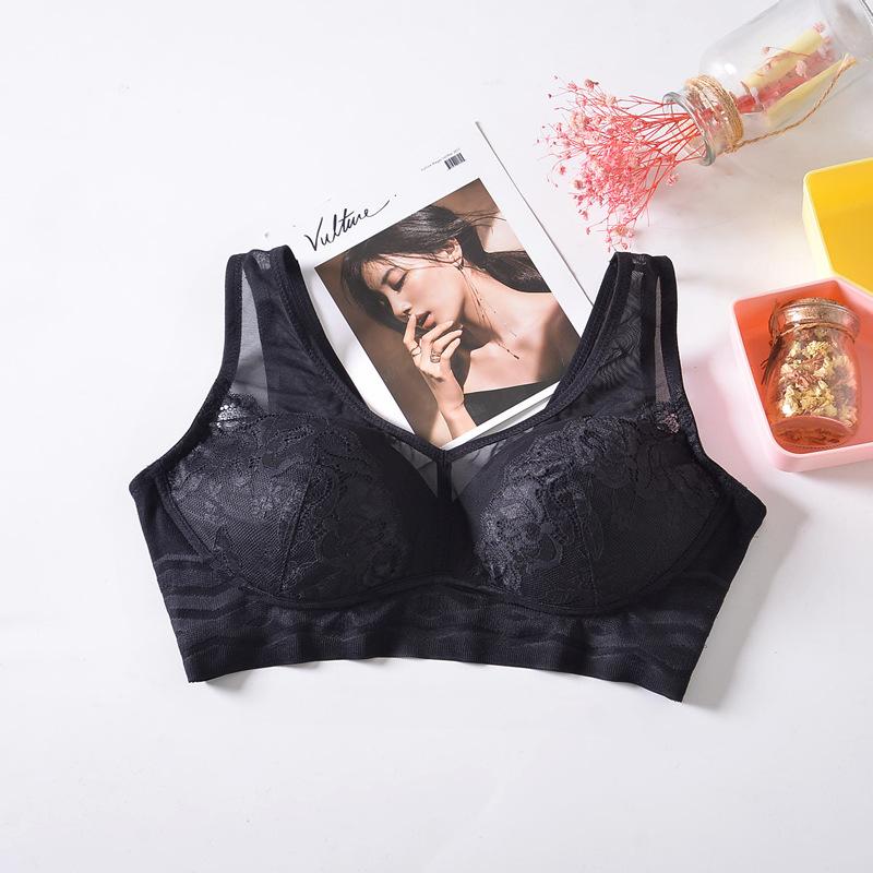 

Полная чашка тонкое нижнее белье женское без стального кольца большой размер толстый мм сбор грудь собрать большую грудь показать маленький бюстгальтер назад вычет 110 (160-87.5 kg) чёрный