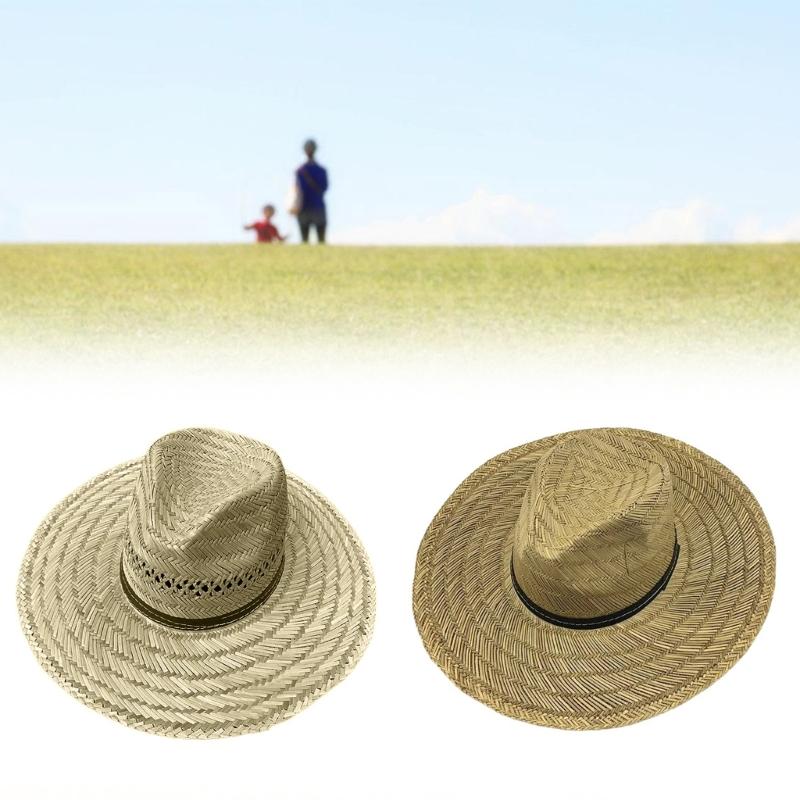 Handmade Straw Hat Wide Border Hat Crochet Travel Bucket Hat Sun Protecting Hat for Adult Children Man Women