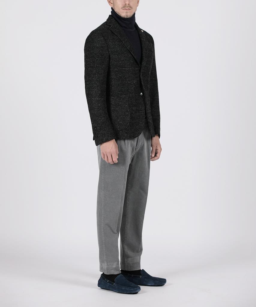 PANICALE Grey Classic Single-Pleat Corduroy Pants