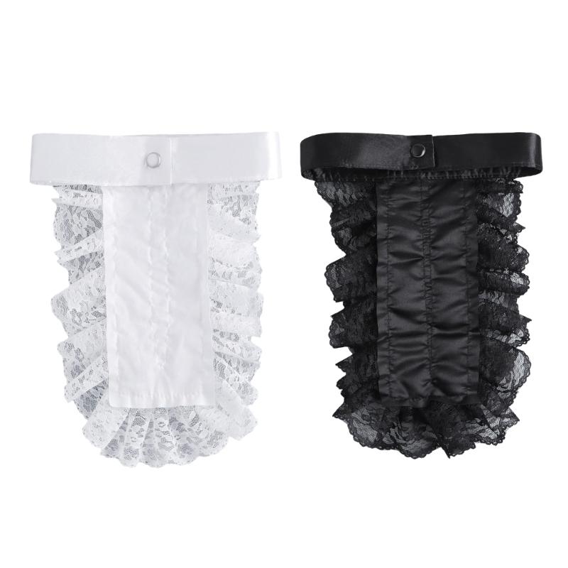 

Lace Ruffle Collar Detachable Layering Accessory In White And Black For Blouse Dress Outfit 1