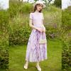 Bailuyu Elegant Spliced Floral A-Line Midi Dress