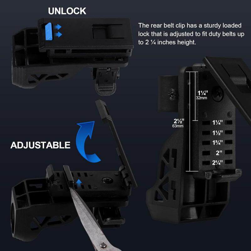 1Pcs Flashlight With Lever Side Lock System Flashlight Holder For Belt 360° Rotatable For 2.5-3Cm Diameter Flashlight