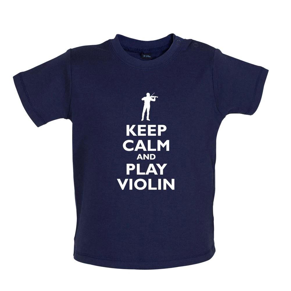 Keep Calm and Play Violin - Baby Kids Boys Girls Unisex T-Shirt / Babygrow - Music Violinist Musician 100