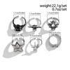 SHIXIN 6Pcs/Set Vintage Silver Color Star Open Ring Set for Men Punk Geometric Adjustable Finger Ring Fashion Male Jewelry Gift