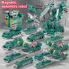 2025 New Magnetic Building Blocks Transformation Assembly Robot Toy Set 9PCS Cool Boy Transformation Robot Model Toy Gift
