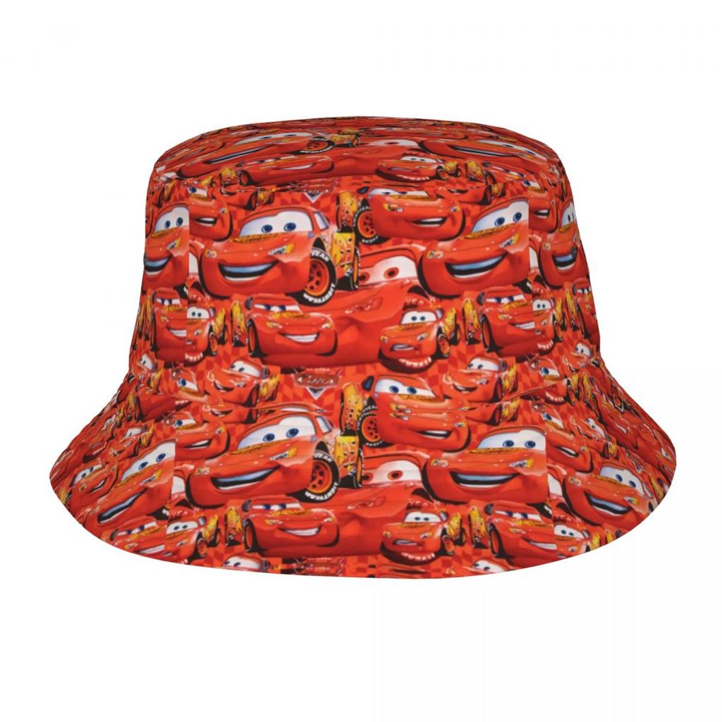 Custom Lightning McQueen Cars Bucket Hat for Unisex Women Printed Cartoon Summer Travel Beach Outdoor Camping Cap