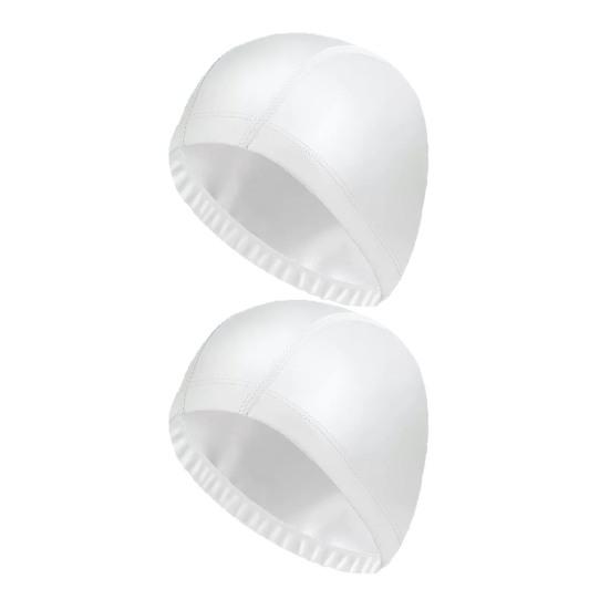 

2Pcs Adults Swim Cap Water Resistant Elastic Breathable Long Short Hair Swimming Hat Solid Color Men Women Swimming Pool Cap белый