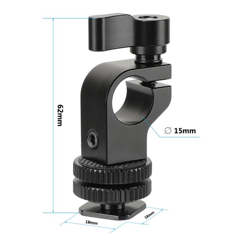15mm Single Hole Pipe Clamp Camera Accessory Aluminum Alloy Hot Shoe Extension Bracket Mount for Photography