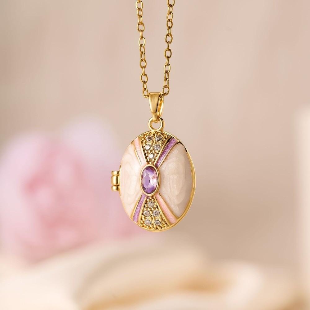 Stainless Steel Heart Photo Choker Oval Shape Vintage Openable Necklace Women Jewelry