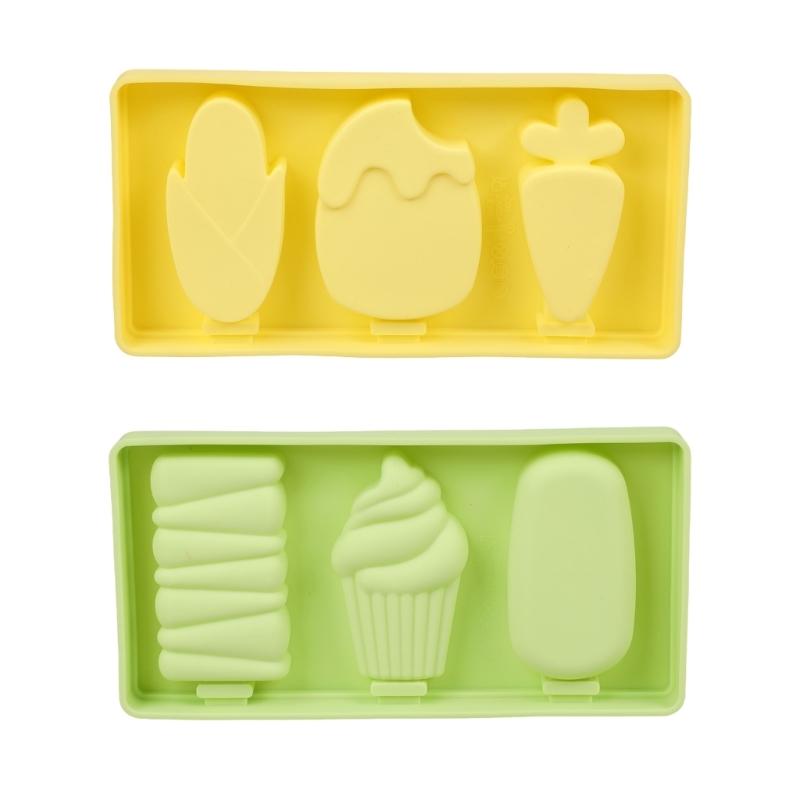 Cakesicles Molds Set of 2 Silicone Cake Stick Molds 3 Cavities Ice Cream Cake Stick Molds with 6Sticks for DIY Ice Lolly