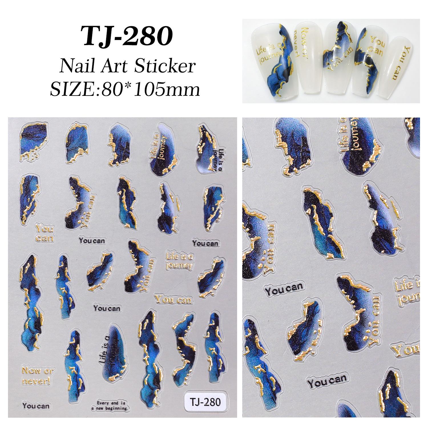 

Gilded Marble Nail Stickers: Flat Back Adhesive, Hot Stamping, DIY Nail Art Ornaments (TJ Model)