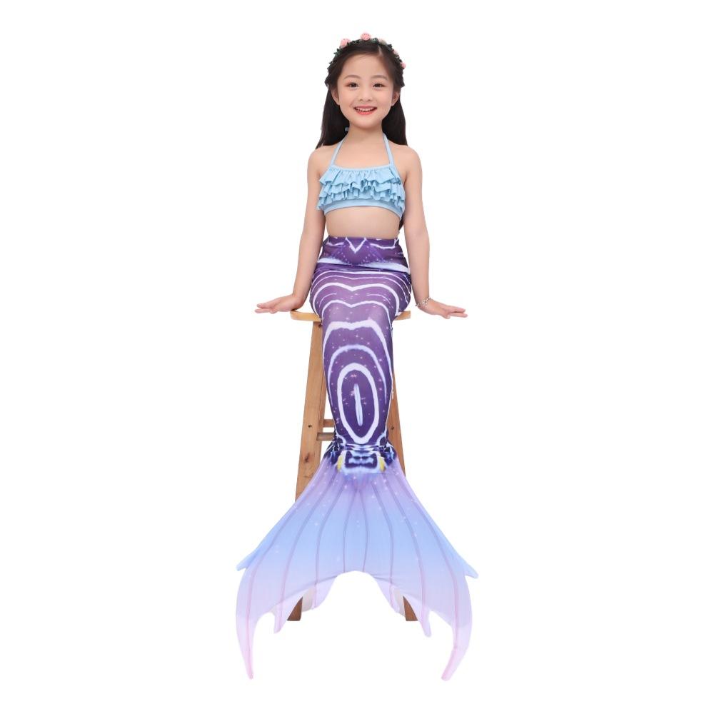 Costume da bagno da sirena per bambini, top a fascia da sirena, coda di pesce, vestito da principessa per bambine