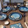 Hand-Painted Magnolia Kiln-Glazed Ceramic Octagonal Fish Plate